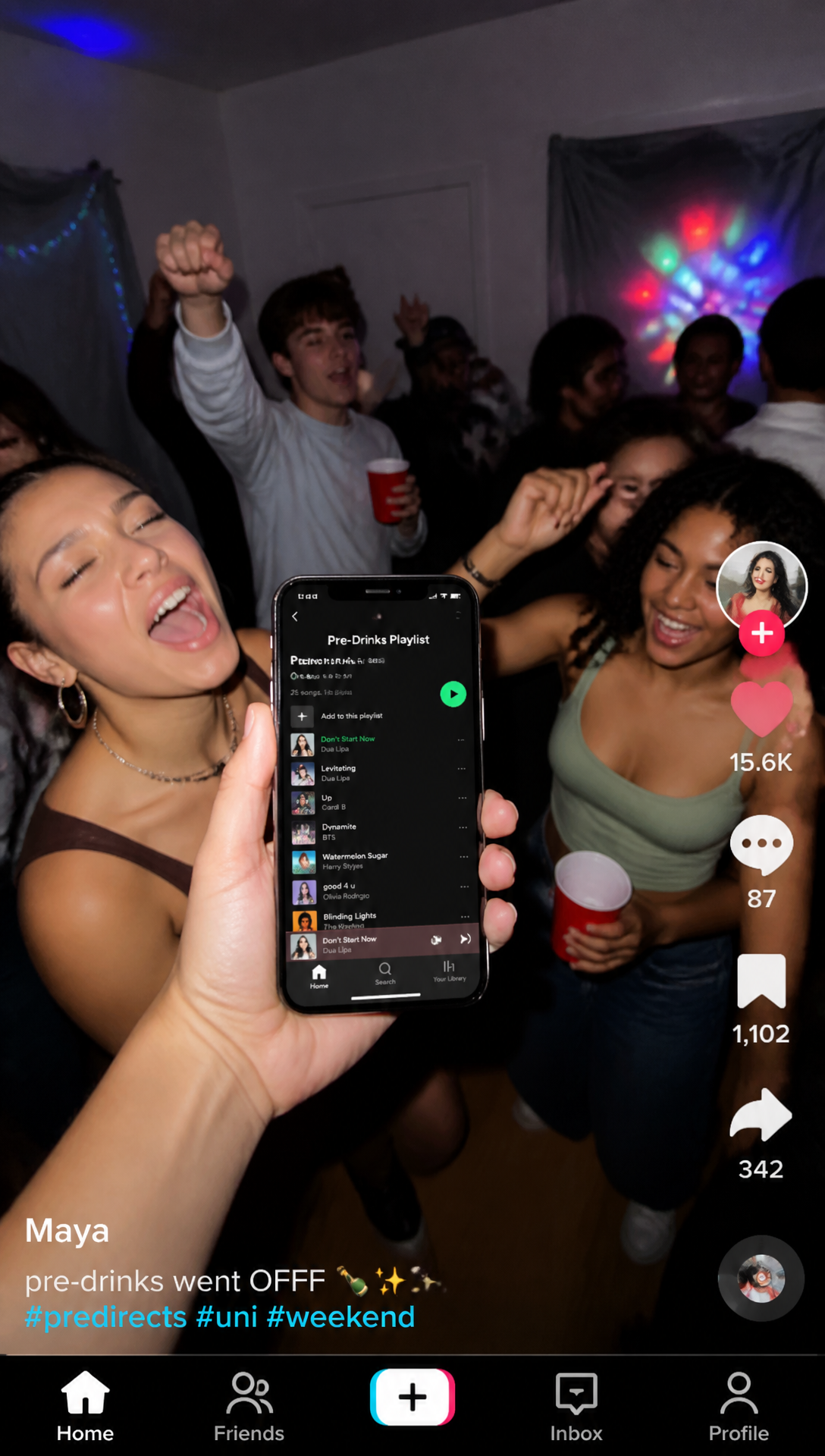 TikTok Concept 4: pre-drinks playlist takeover at a house party